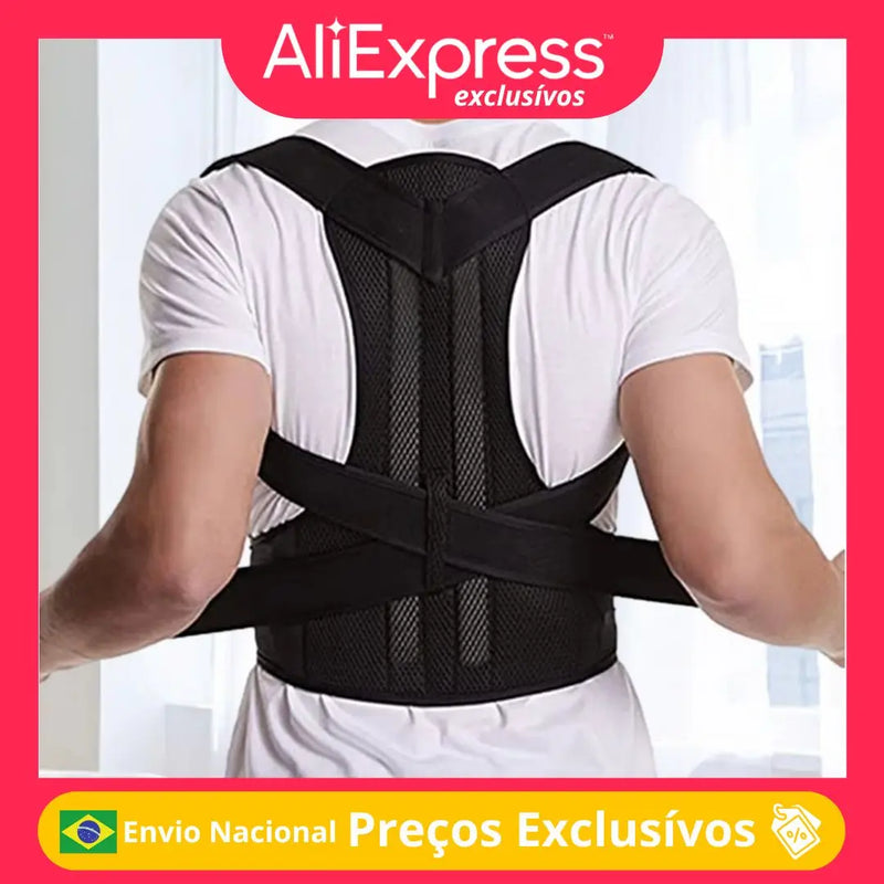 Corretor de postura reforçado para coluna lombar, colete ajustável, suporte para costas, suporte para espinhas, suporte para pescoço
