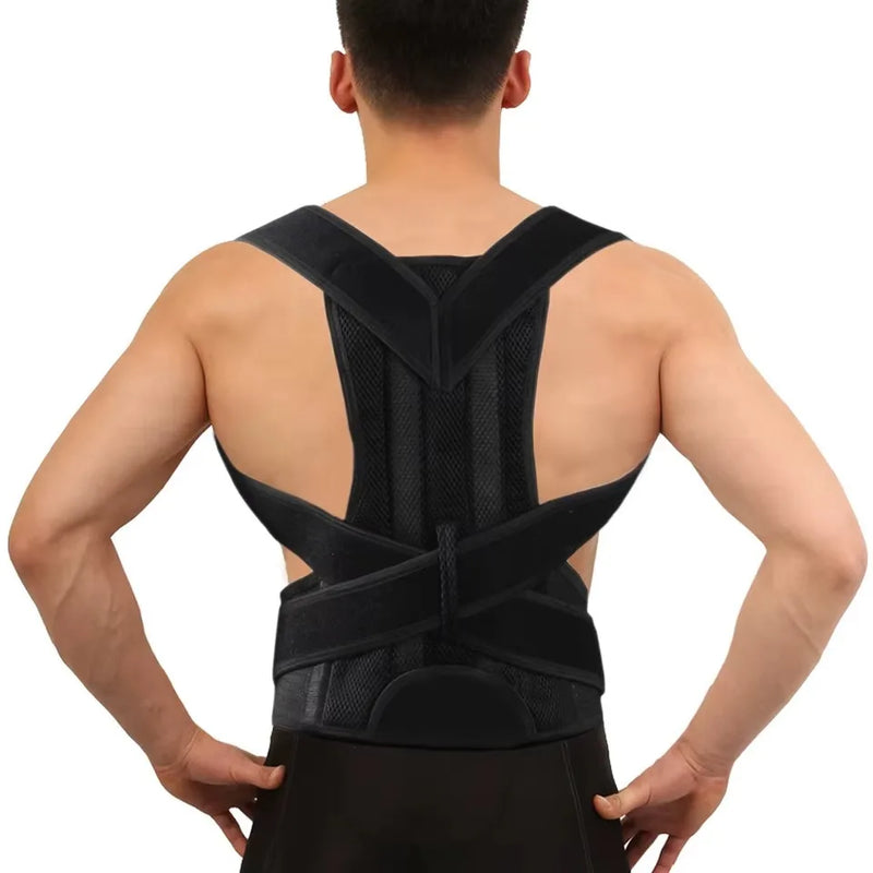 Corretor de postura reforçado para coluna lombar, colete ajustável, suporte para costas, suporte para espinhas, suporte para pescoço