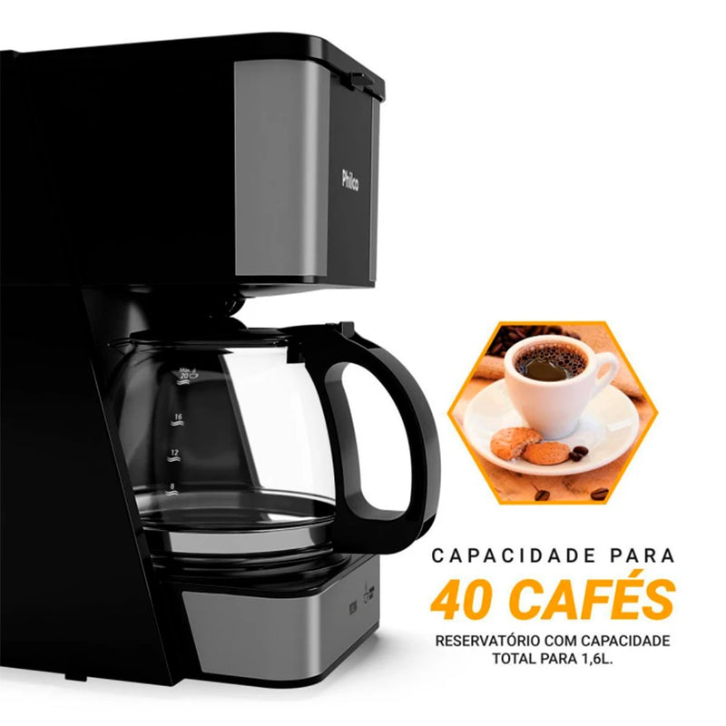 Máquina de café elétrica Philco PCF40A 40 cafés 1,5L 950W 127V